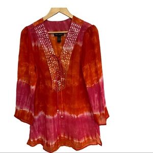 Tye Dye bright lace up gorgeous swim suit  cover large